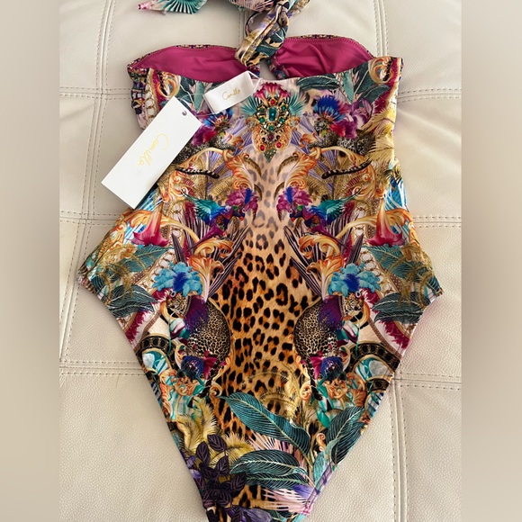 NWT $429 Camilla Mergorou Bandeau one Piece Ring Trim Size S Crystal Leopard - Picture 11 of 15
